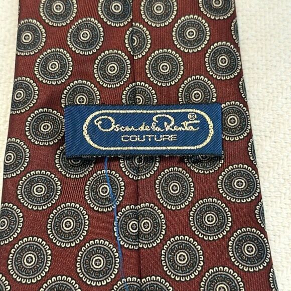 Oscar De La Renta Silk Necktie Mens Printed Preppy Business Office Tie Designer - Picture 4 of 6